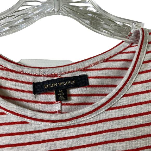 Ellen Weaver Red Striped Embroidered Tank Dress Sz M (2569) - Picture 3 of 7